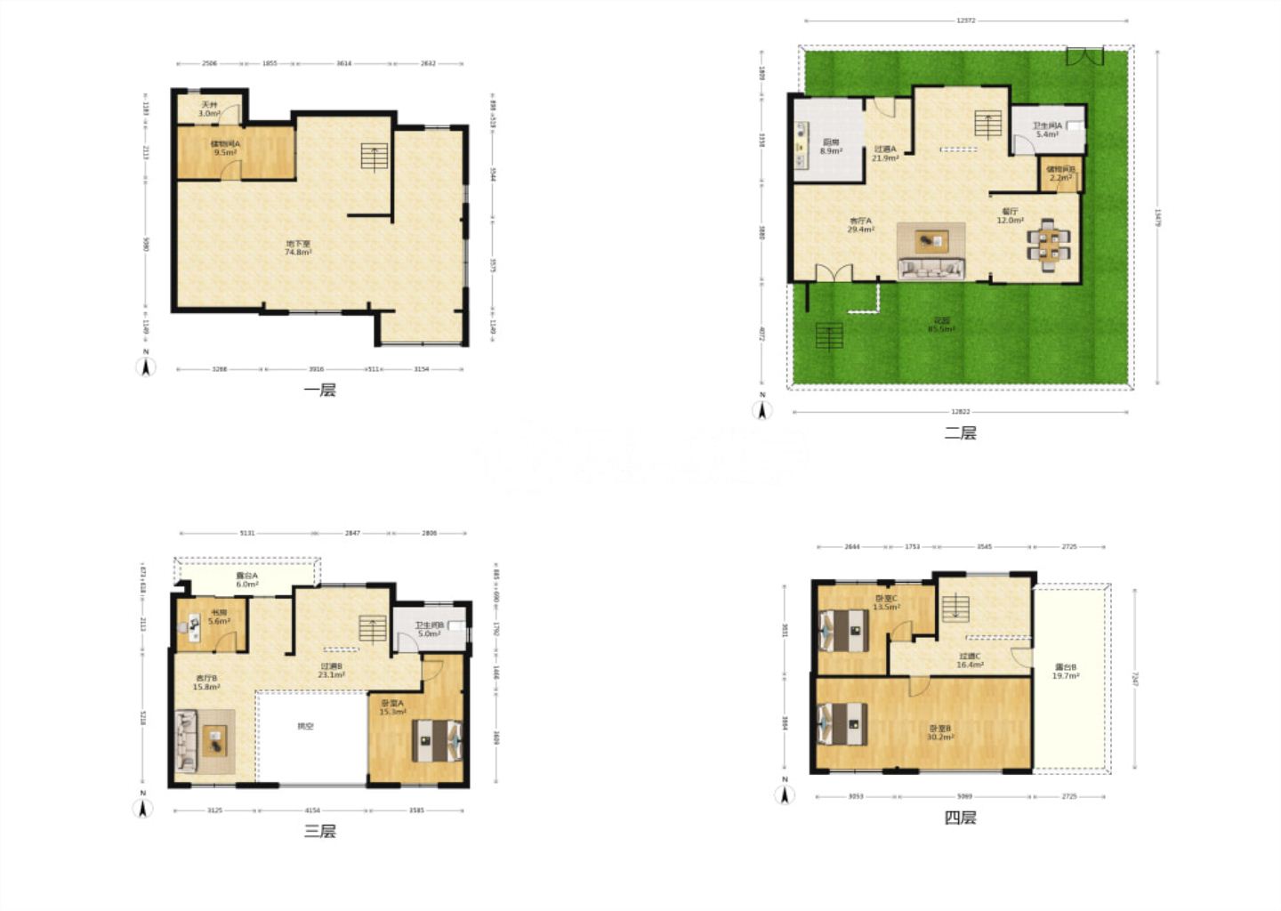 万濠山庄 4室2厅2卫 327.66m²
