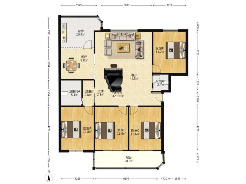 南园路18号大院 4室2厅2卫 170m&sup2;