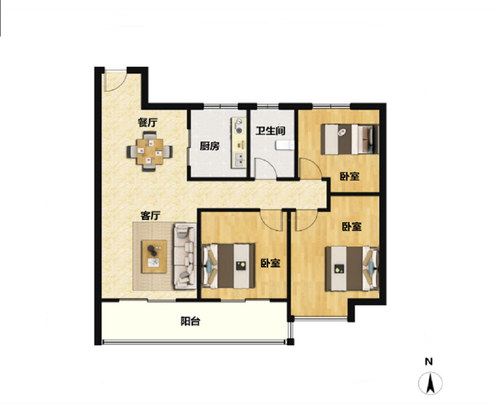 绿城&middot;晓风印月 3室2厅1卫 101m&sup2;