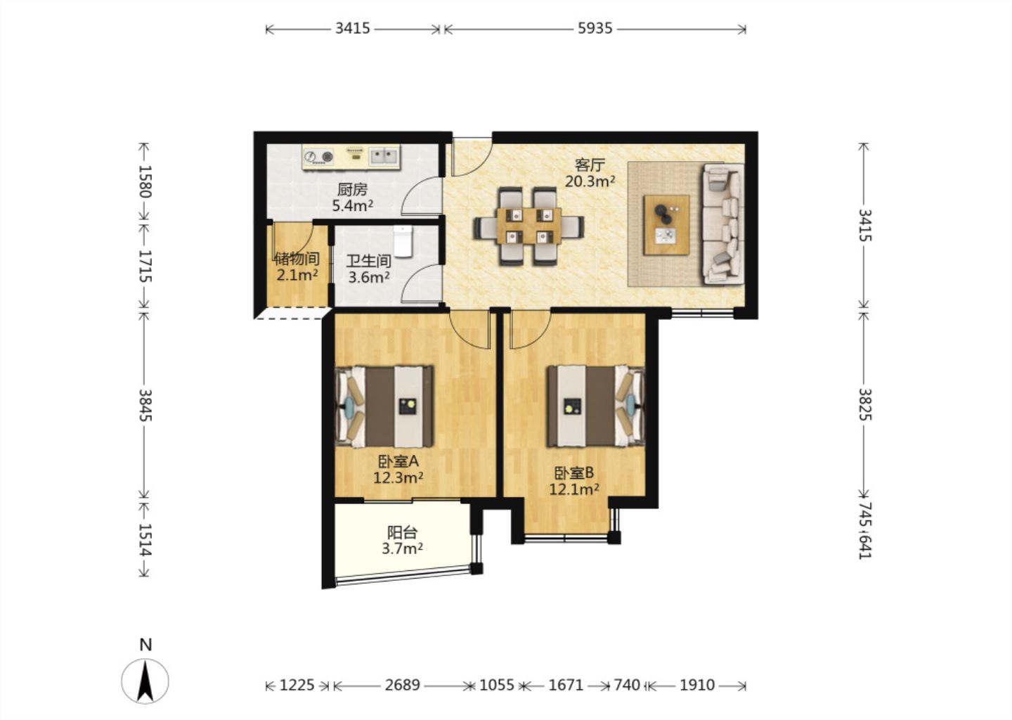 惠泽苑 2室1厅1卫 86.00m&sup2;