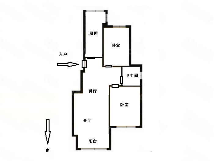 紫东花苑 2室1厅1卫 92.31m&sup2;