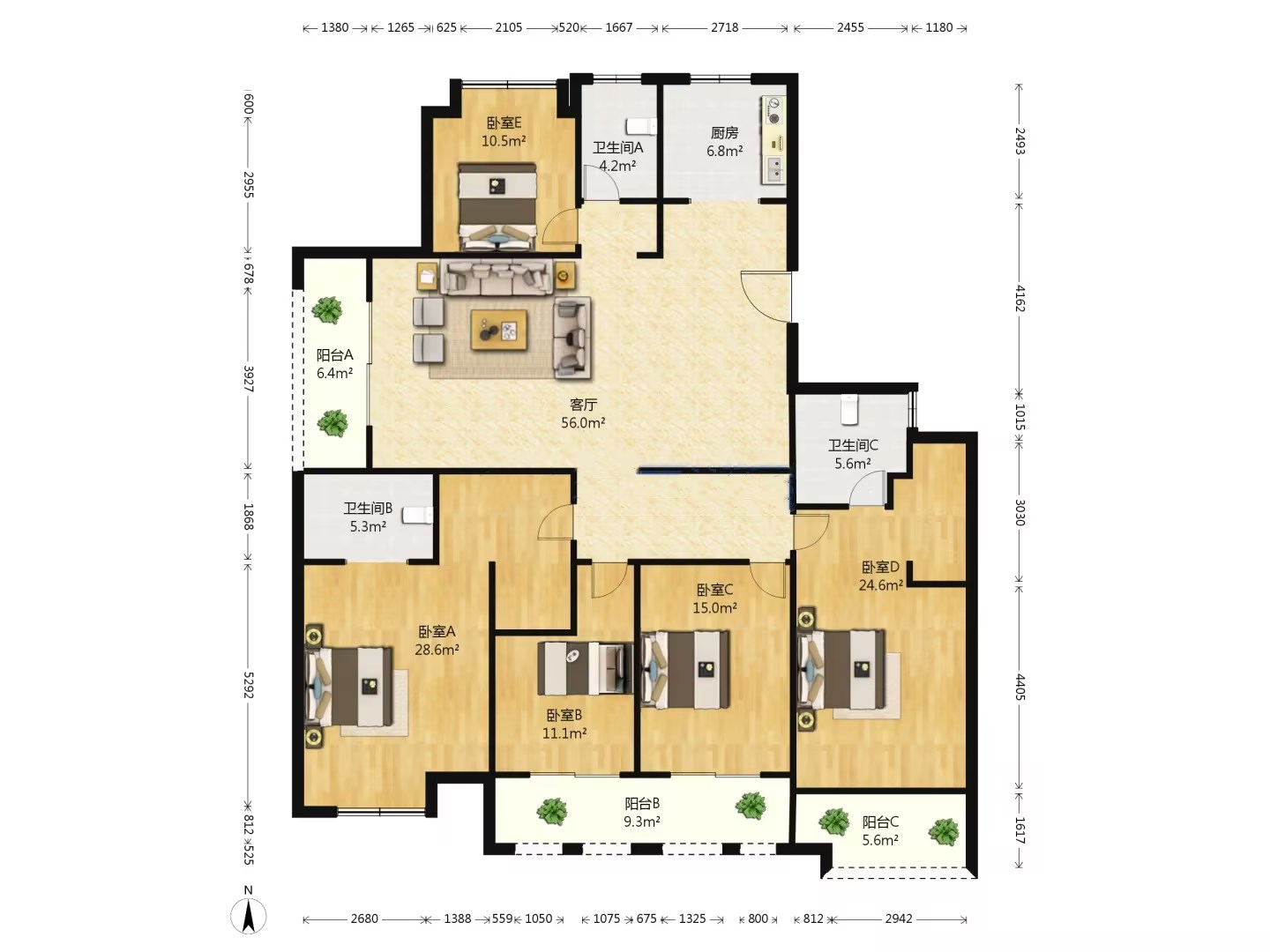 和融&bull;优山美地名邸 5室2厅3卫 230m&sup2;