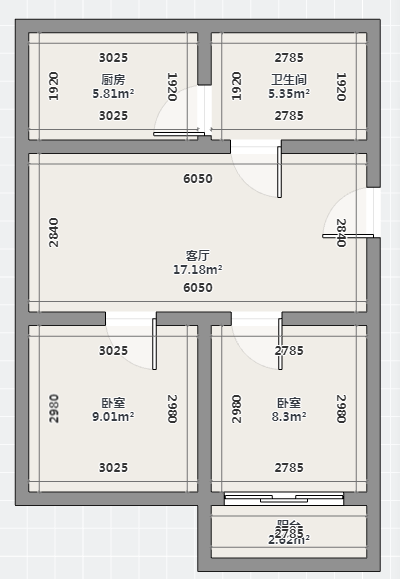 天勤家园 2室1厅1卫 72.5m&sup2;