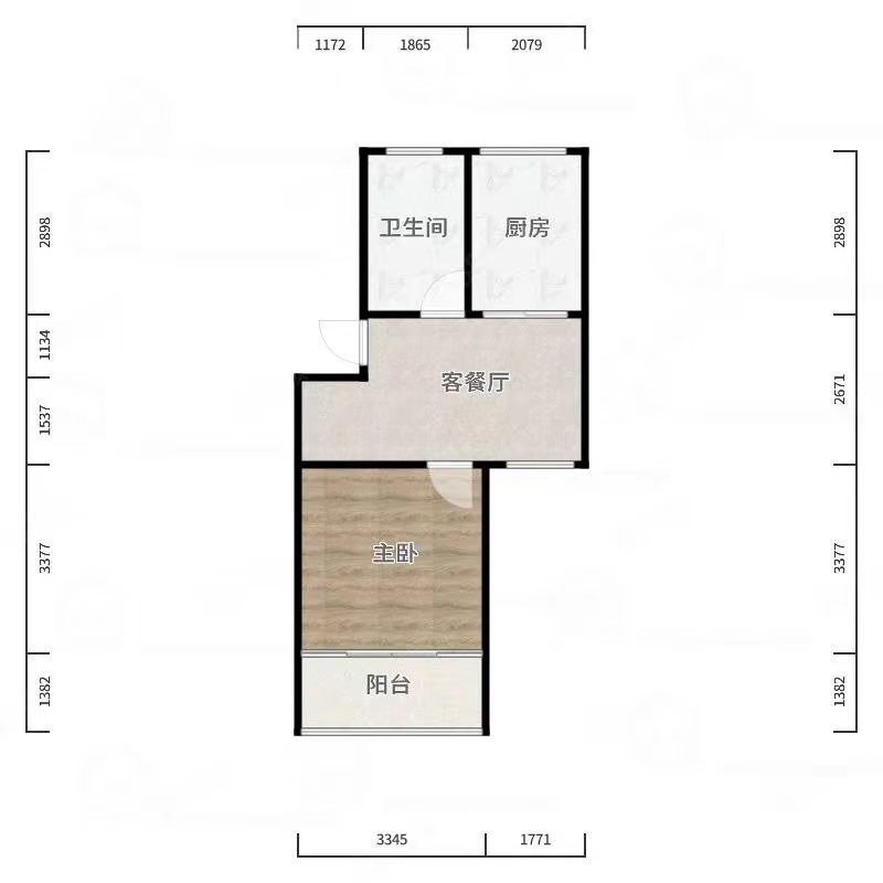 新开中苑 1室1厅1卫 52m²