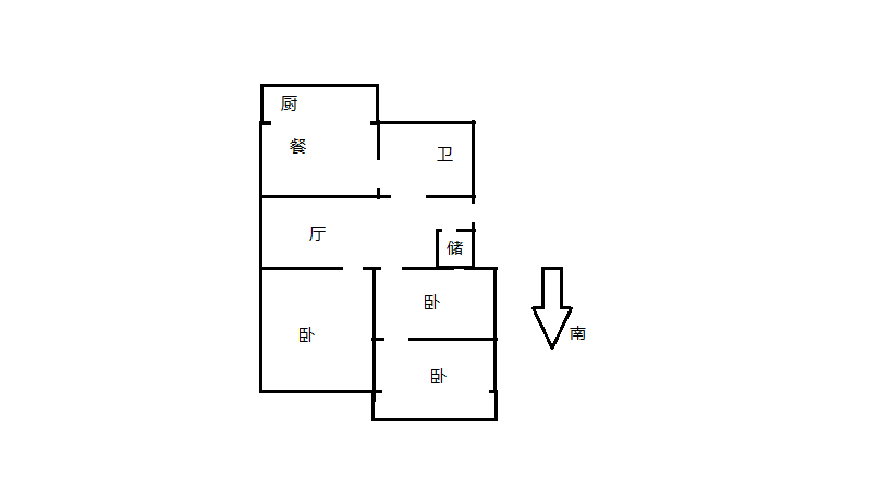 华景新居 3室2厅1卫 90m&sup2;