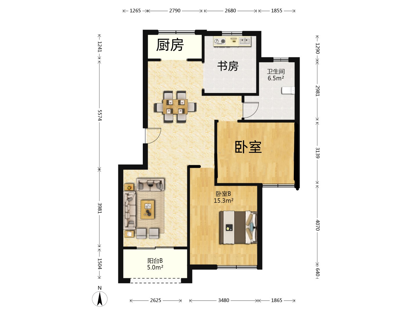 金水湾花园 3室2厅1卫 101.68m&sup2;