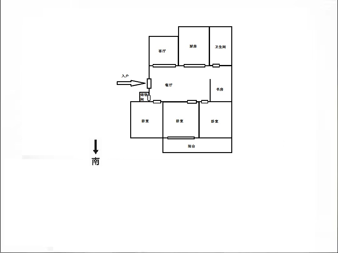 濠西园 3室2厅1卫 121m&sup2;