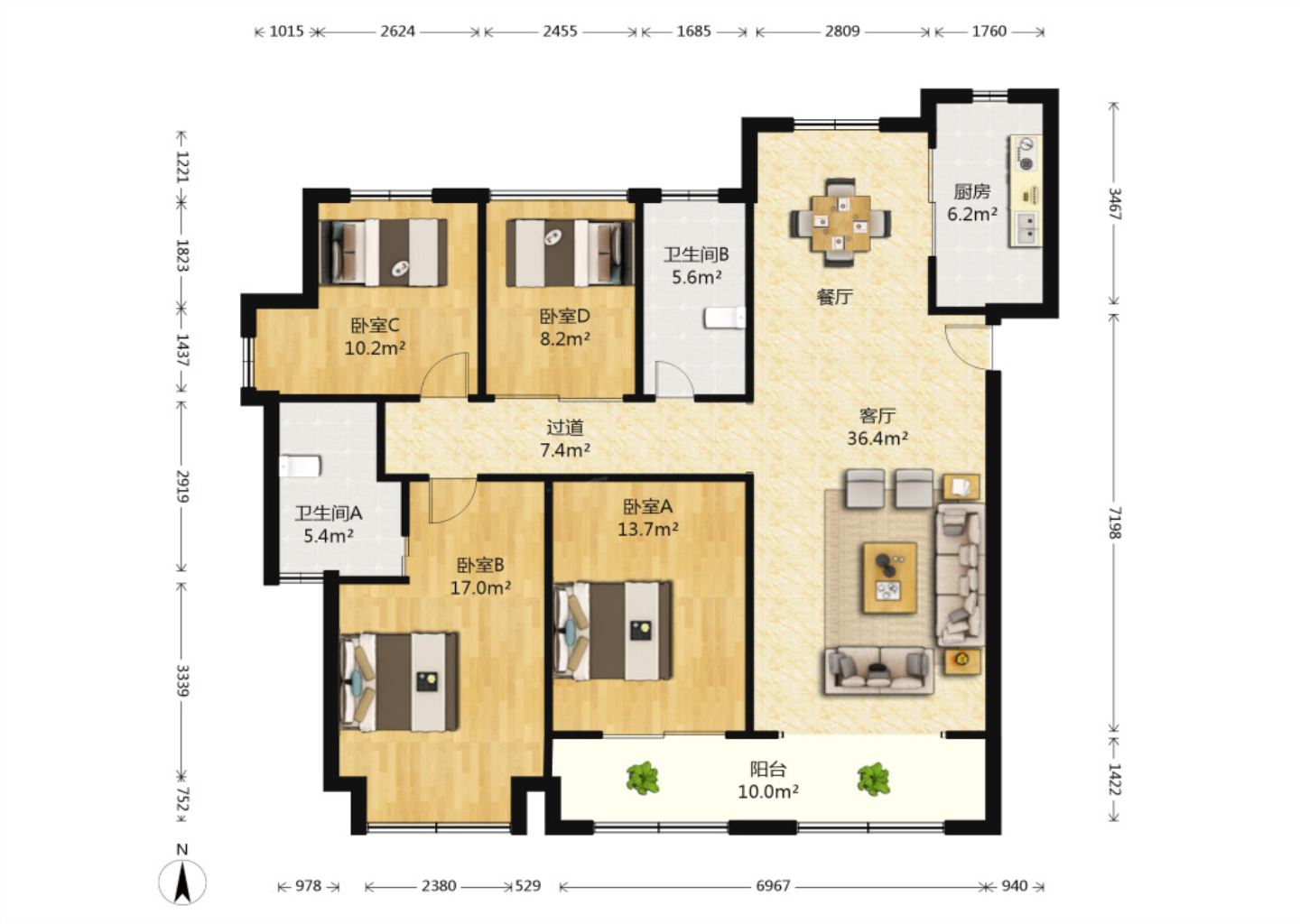 五洲御锦城 4室2厅2卫 143m&sup2;
