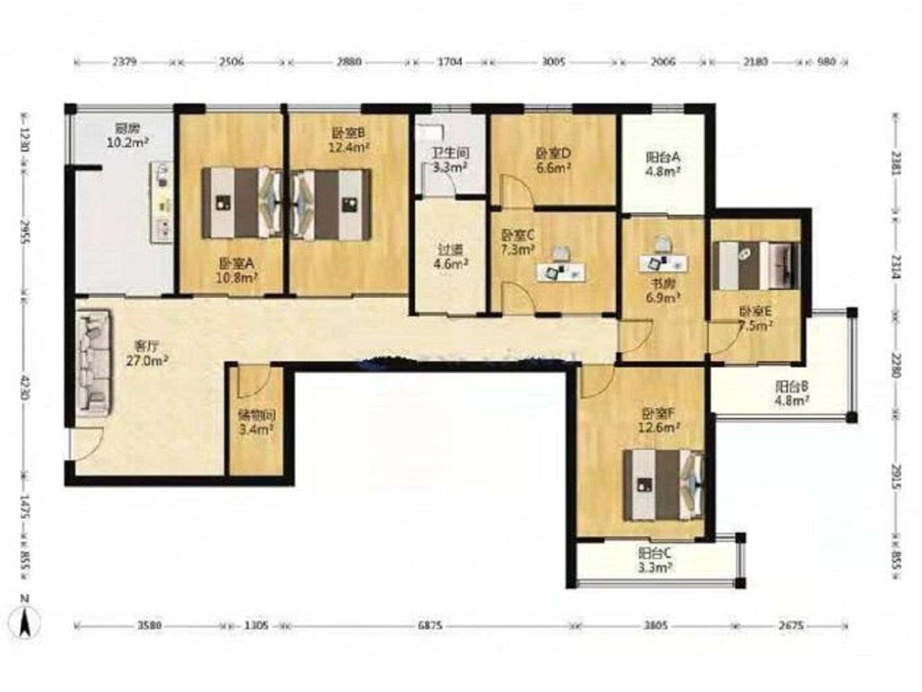 王府大厦 4室2厅2卫 215m&sup2;