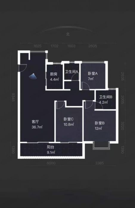 时光漫城 4室2厅2卫 124m&sup2;
