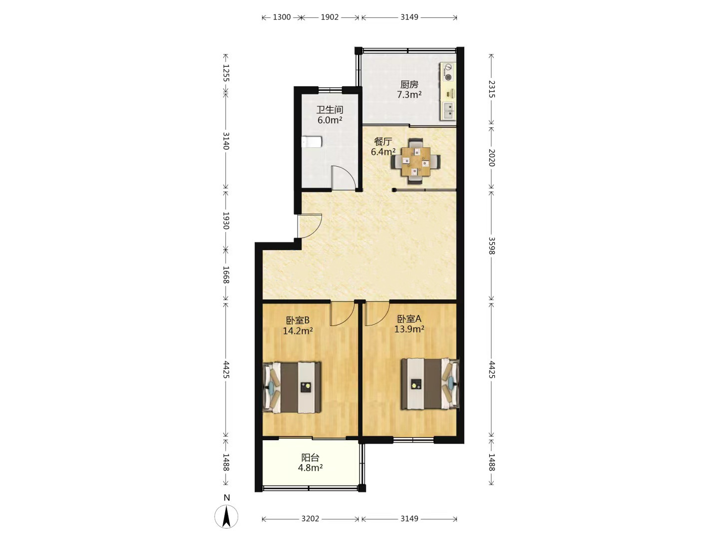 五一新村西区 4室2厅2卫 118m&sup2;