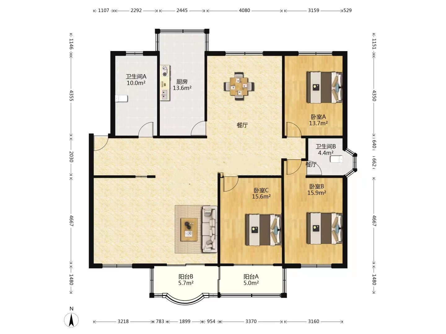 朝晖花园 3室2厅2卫 178m&sup2;
