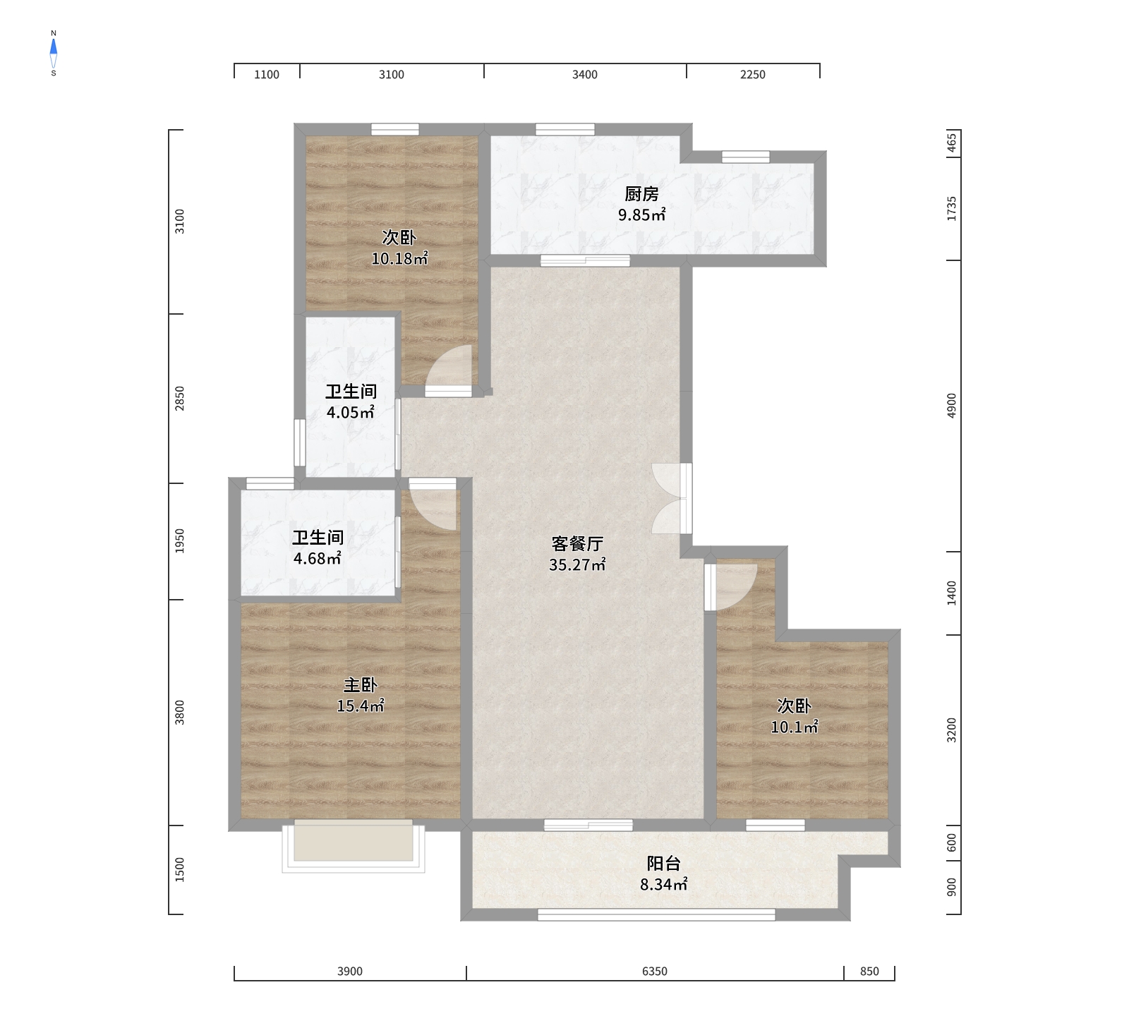 世茂九龙庭 3室2厅2卫 125m&sup2;