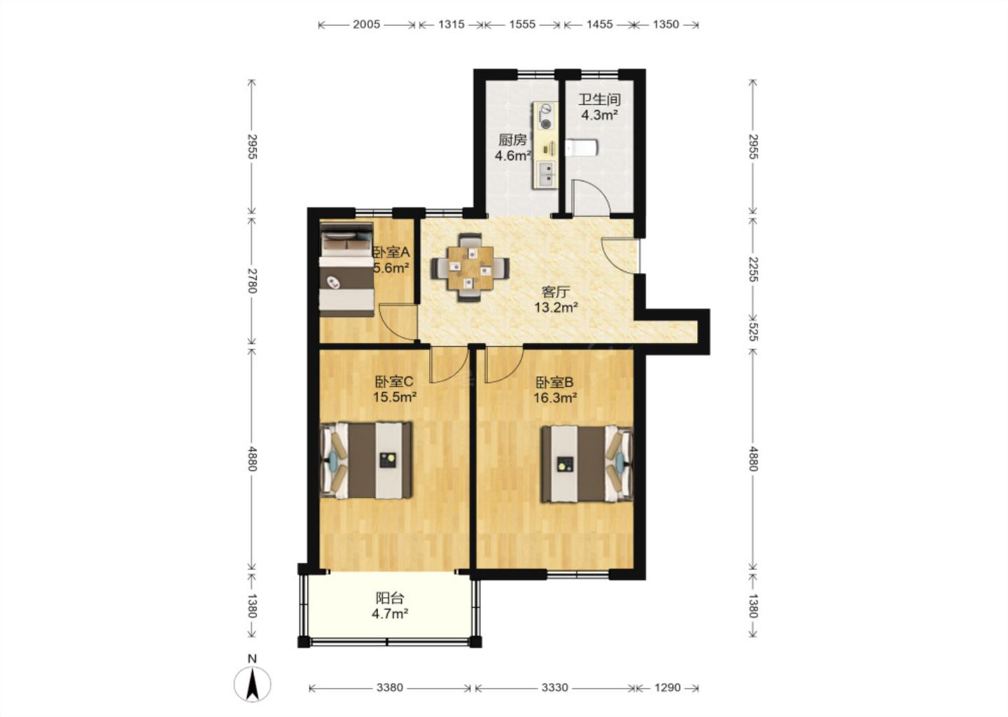 南川园新村 5室3厅2卫 135m&sup2;