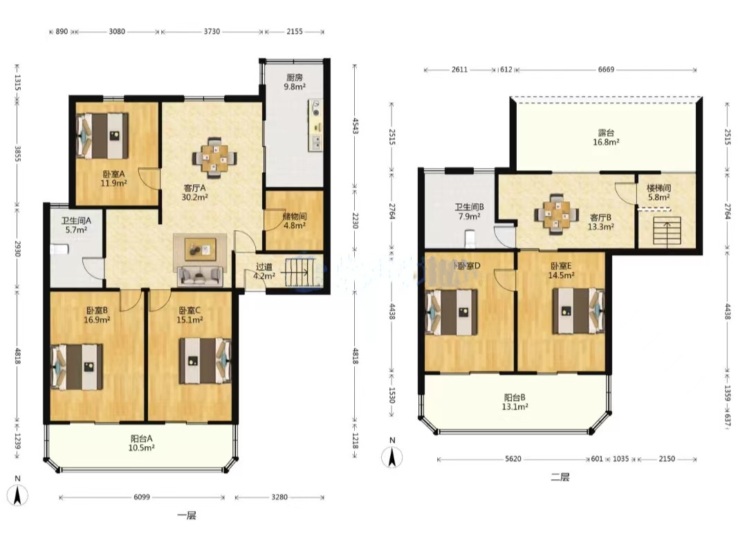 天润家园 4室2厅2卫 120m&sup2;