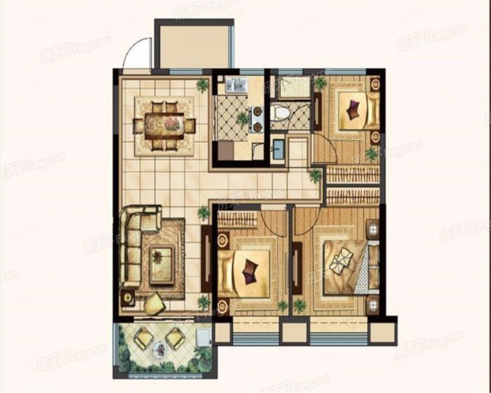 南通雅居乐花园 3室2厅1卫 99m&sup2;