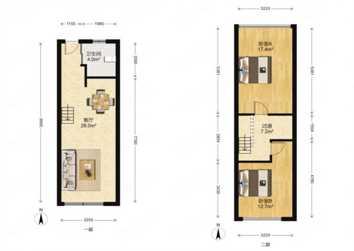 奥特莱斯 2室1厅1卫 51m&sup2;