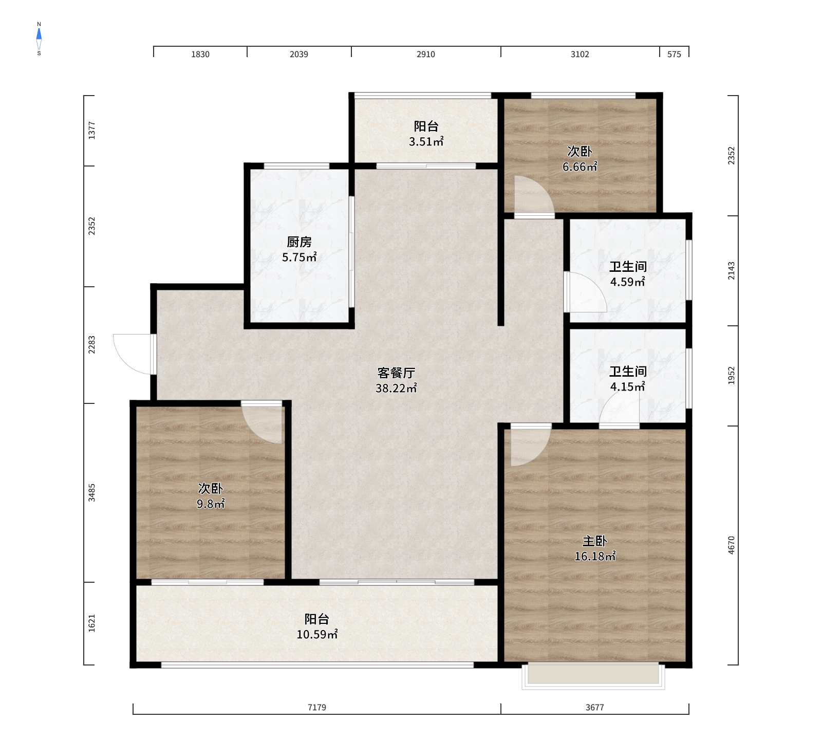 世茂九龙庭 3室2厅2卫 126m&sup2;