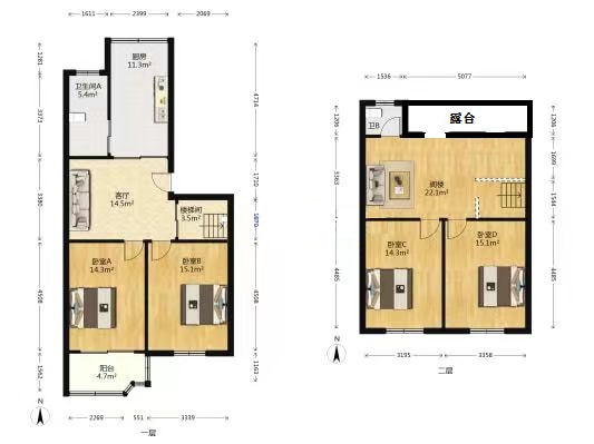 天都花苑 4室2厅2卫 130m&sup2;