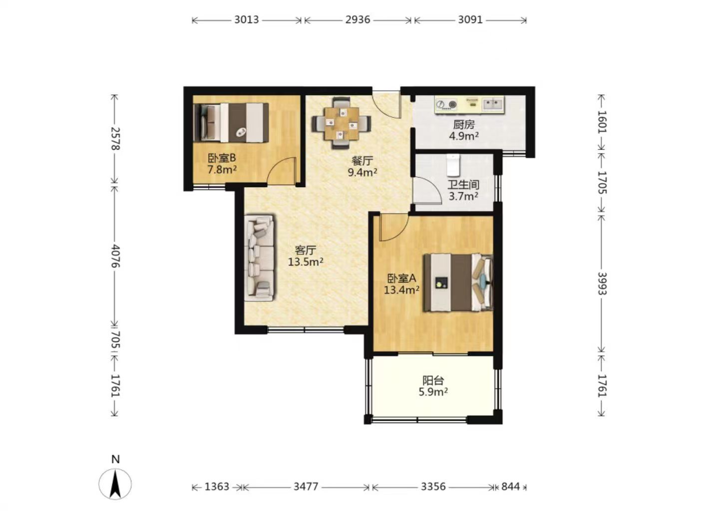 城北家园 2室1厅1卫 79.85m&sup2;