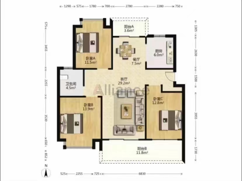 外滩花苑 3室2厅1卫 125m&sup2;
