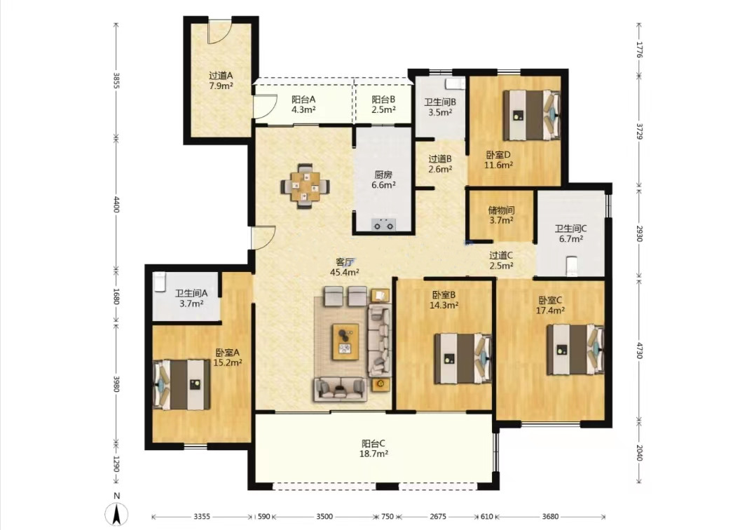 德诚翠湖湾 5室2厅3卫 204.95m&sup2;