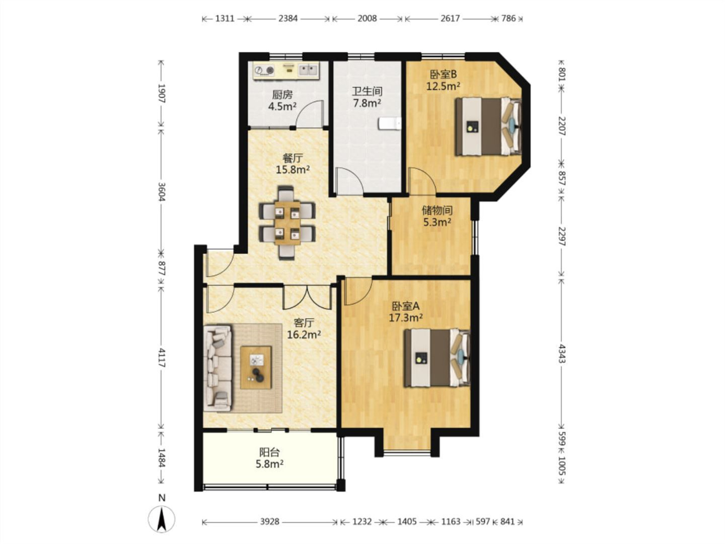 海港新村 3室2厅1卫 101m&sup2;