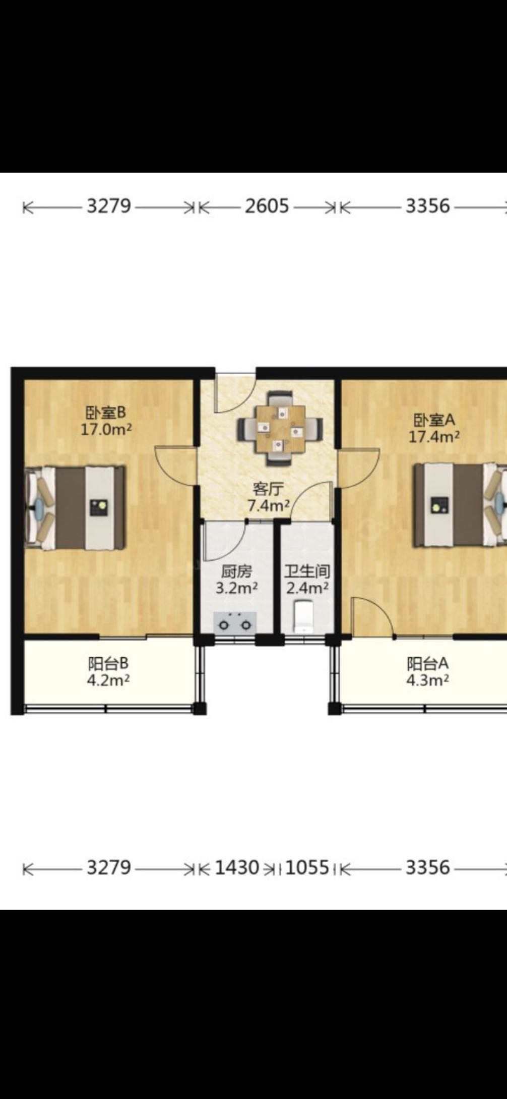 青年中路9号 2室1厅1卫 65.58m&sup2;