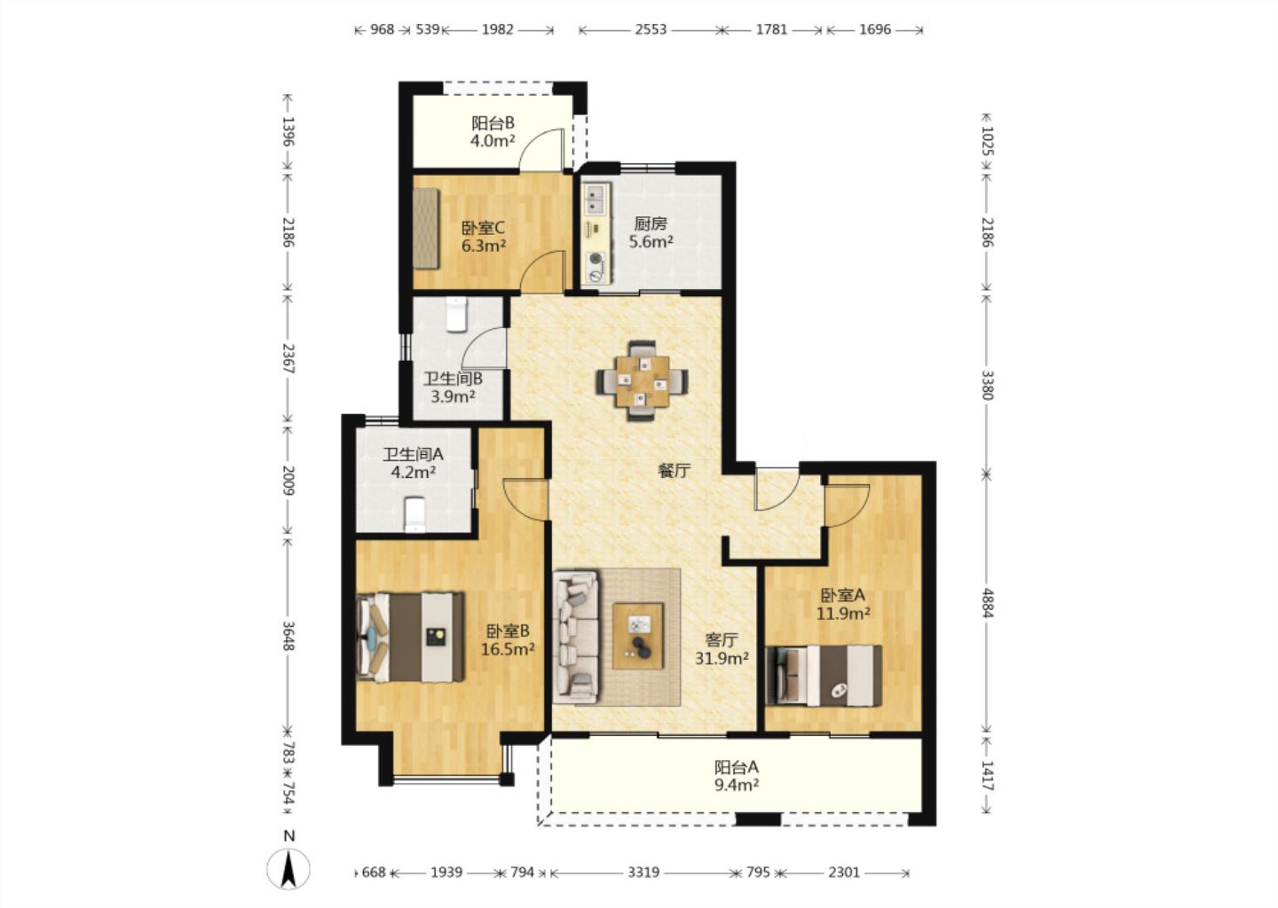 云樾河山 3室2厅2卫 118m&sup2;