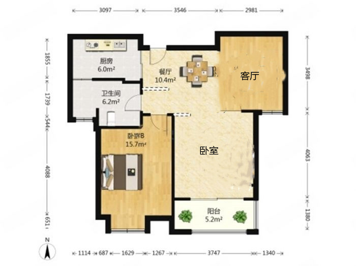 弘阳上城 2室2厅1卫 89.88m&sup2;