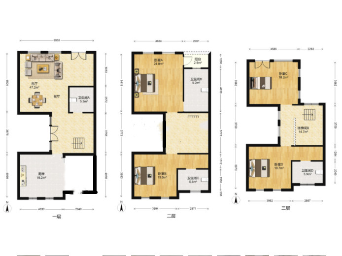 顺发御园 3室3厅3卫 261.00m&sup2;