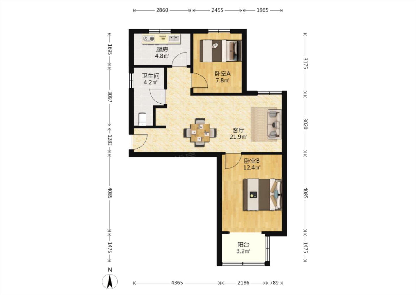 惠泽苑 2室2厅1卫 82.00m&sup2;