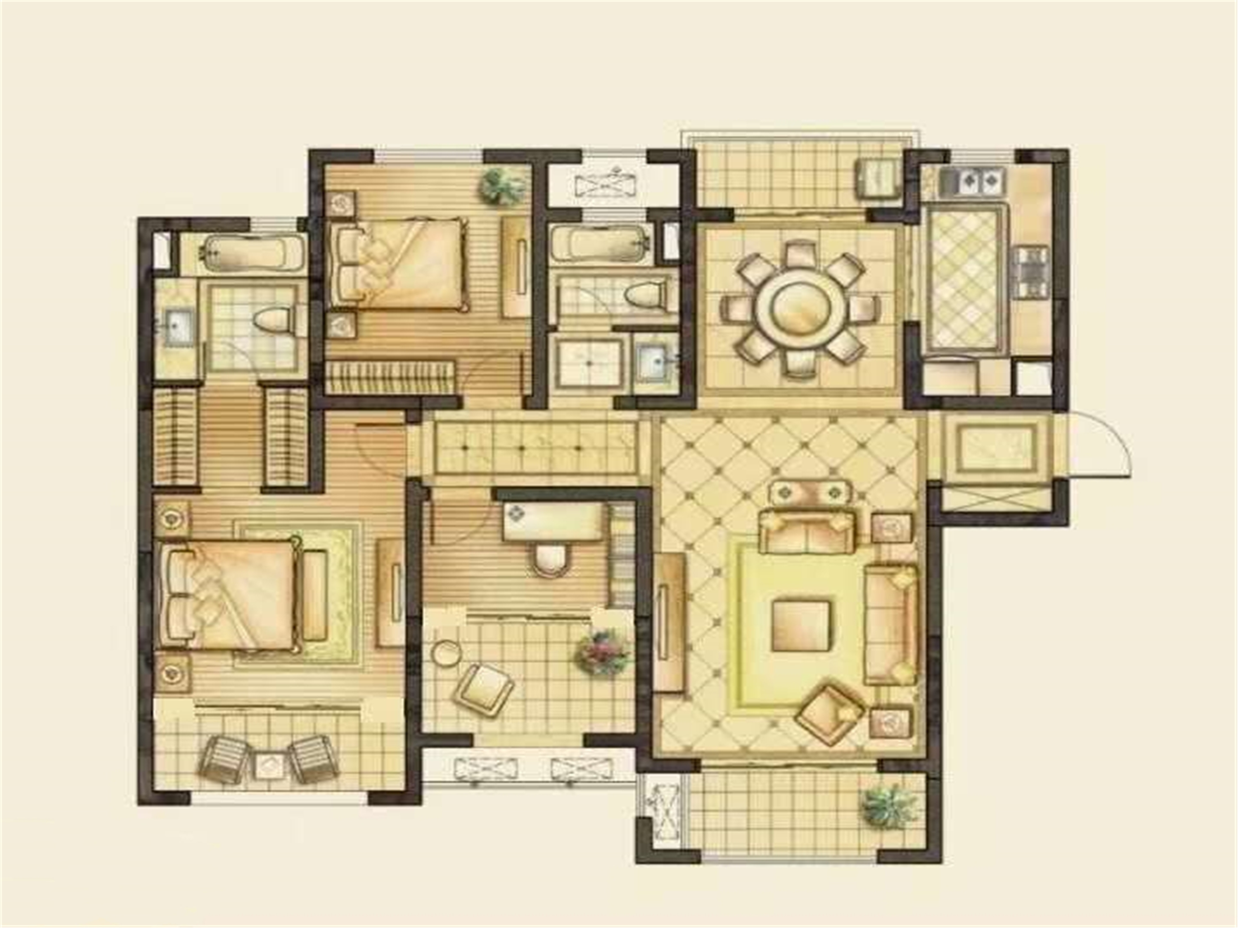 南通橡树湾 3室2厅2卫 128.7m&sup2;