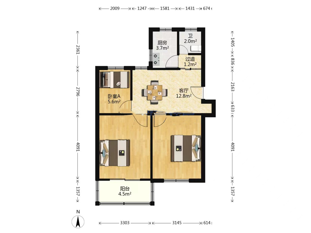 城港新村 3室1厅1卫 72m&sup2;