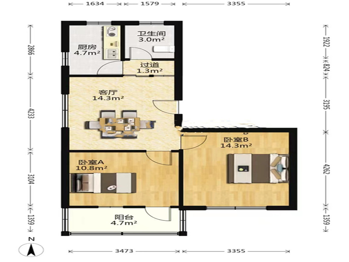 姚港路31号 2室1厅1卫 67.59m&sup2;