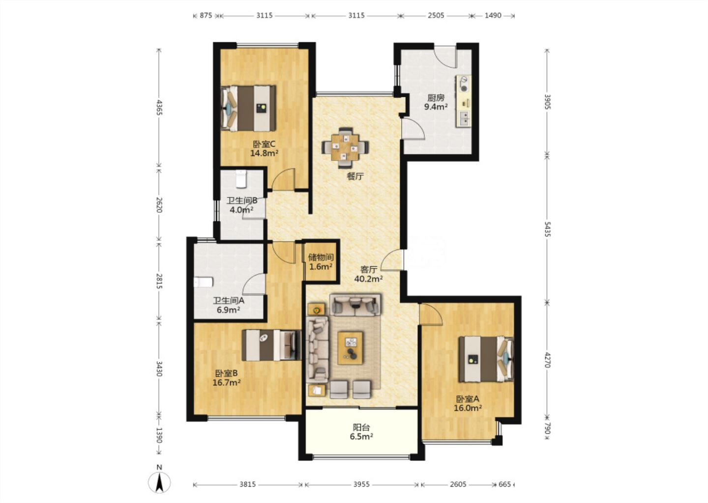 圆融广场公馆 3室2厅2卫 143m&sup2;