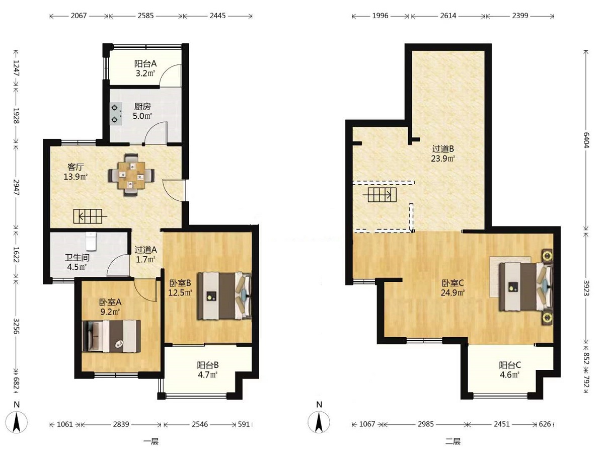 山芝庄新苑 2室2厅2卫 78.60m&sup2;
