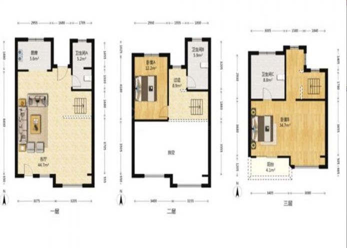 绿地新里城 4室2厅3卫 145.00m&sup2;