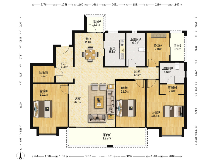 南通和风雅颂 5室2厅2卫 187m&sup2;