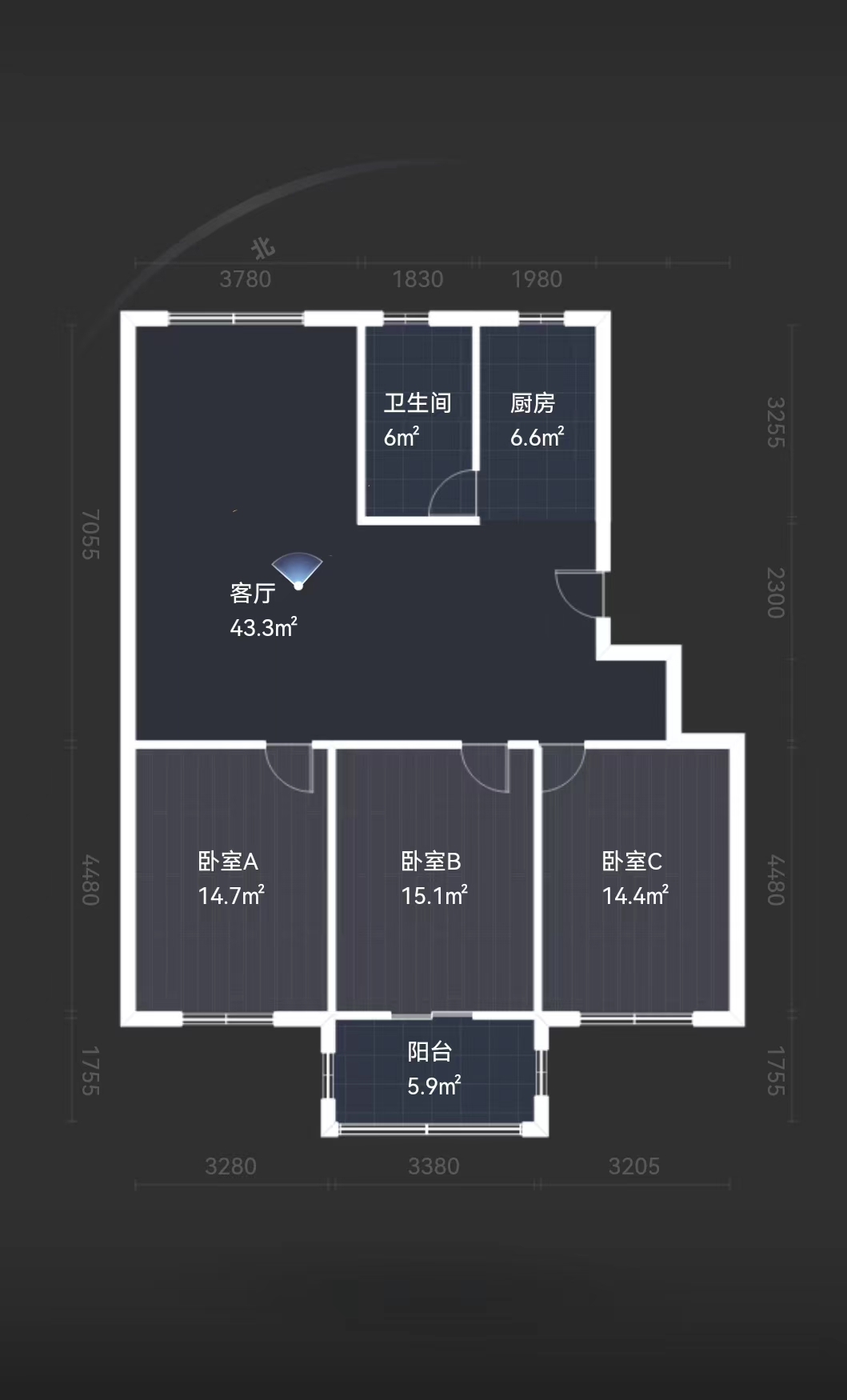 五山家园 3室2厅1卫 116.02m&sup2;