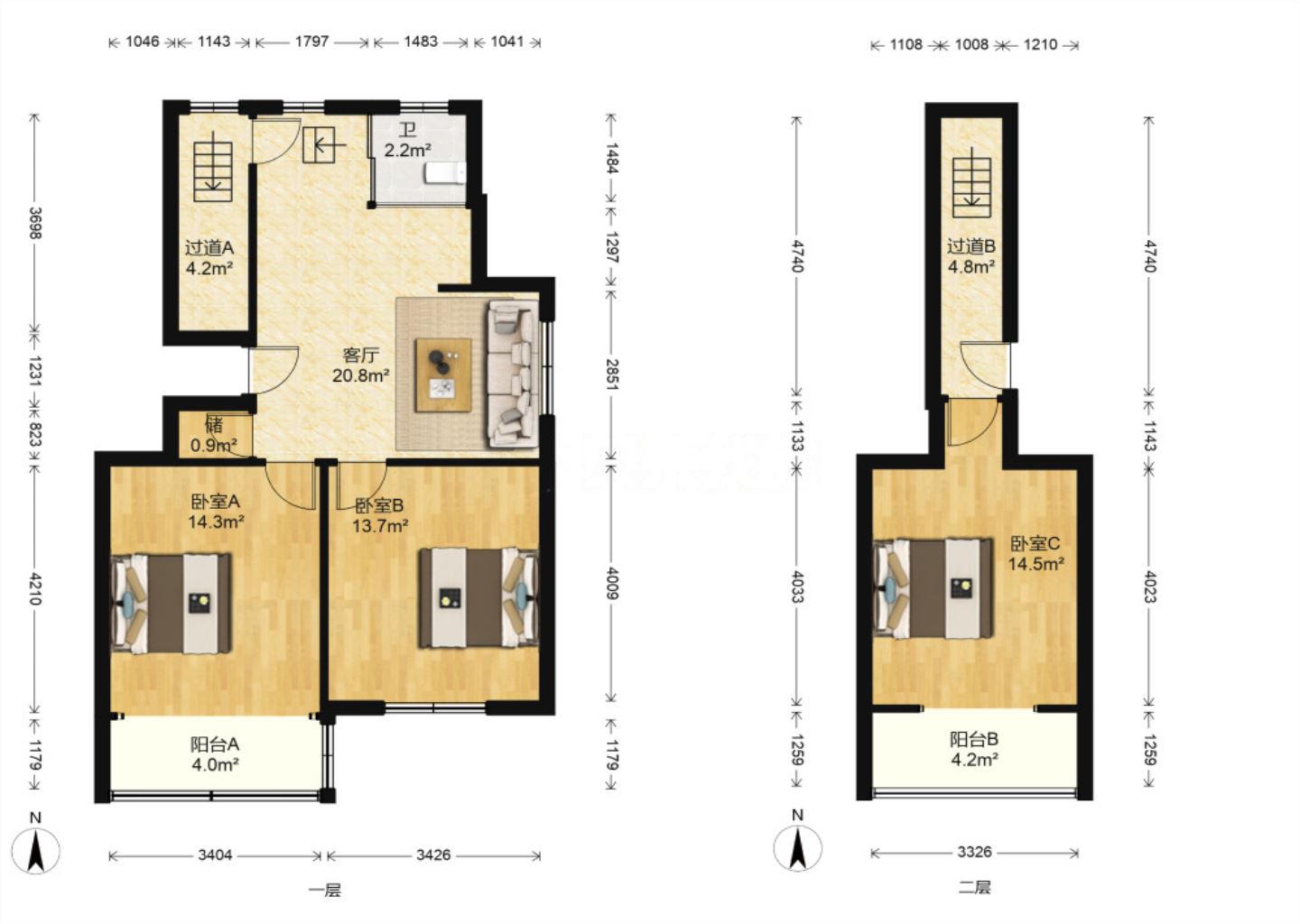 越江新村 3室1厅1卫 120.00m&sup2;