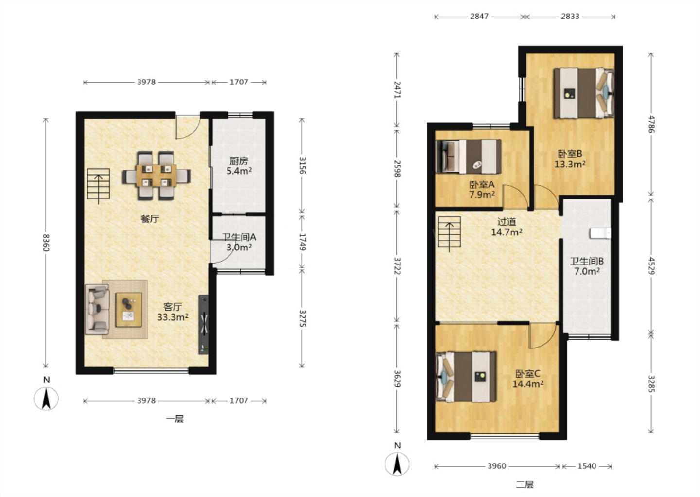 纽约时代 2室2厅2卫 120m&sup2;