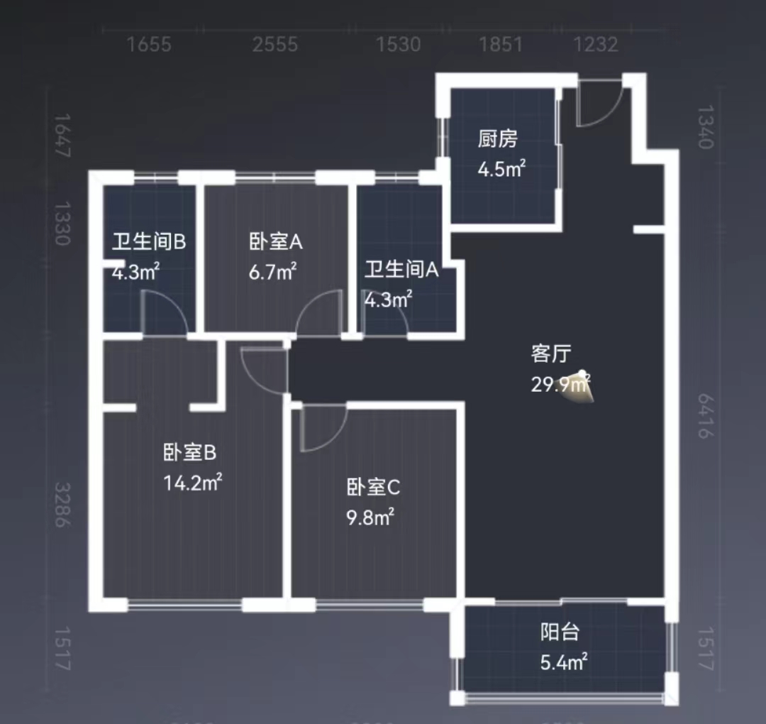 富力院士廷 3室2厅2卫 109m&sup2;