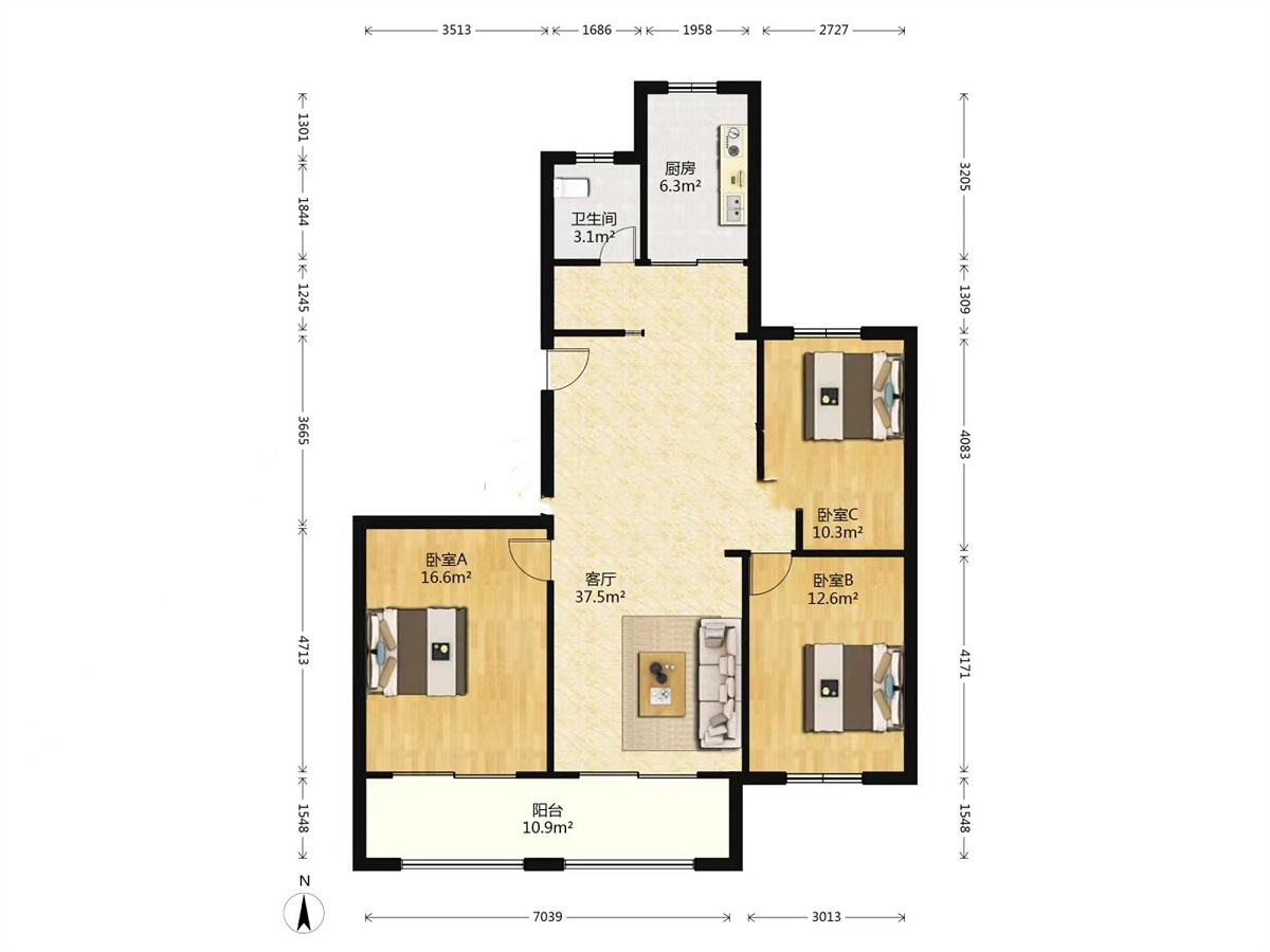 永兴福里南区 5室2厅2卫 230.00m&sup2;