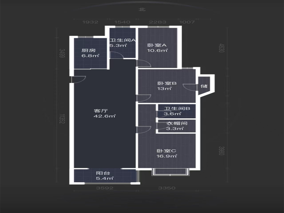 汇富花苑 3室2厅2卫 157.00m&sup2;