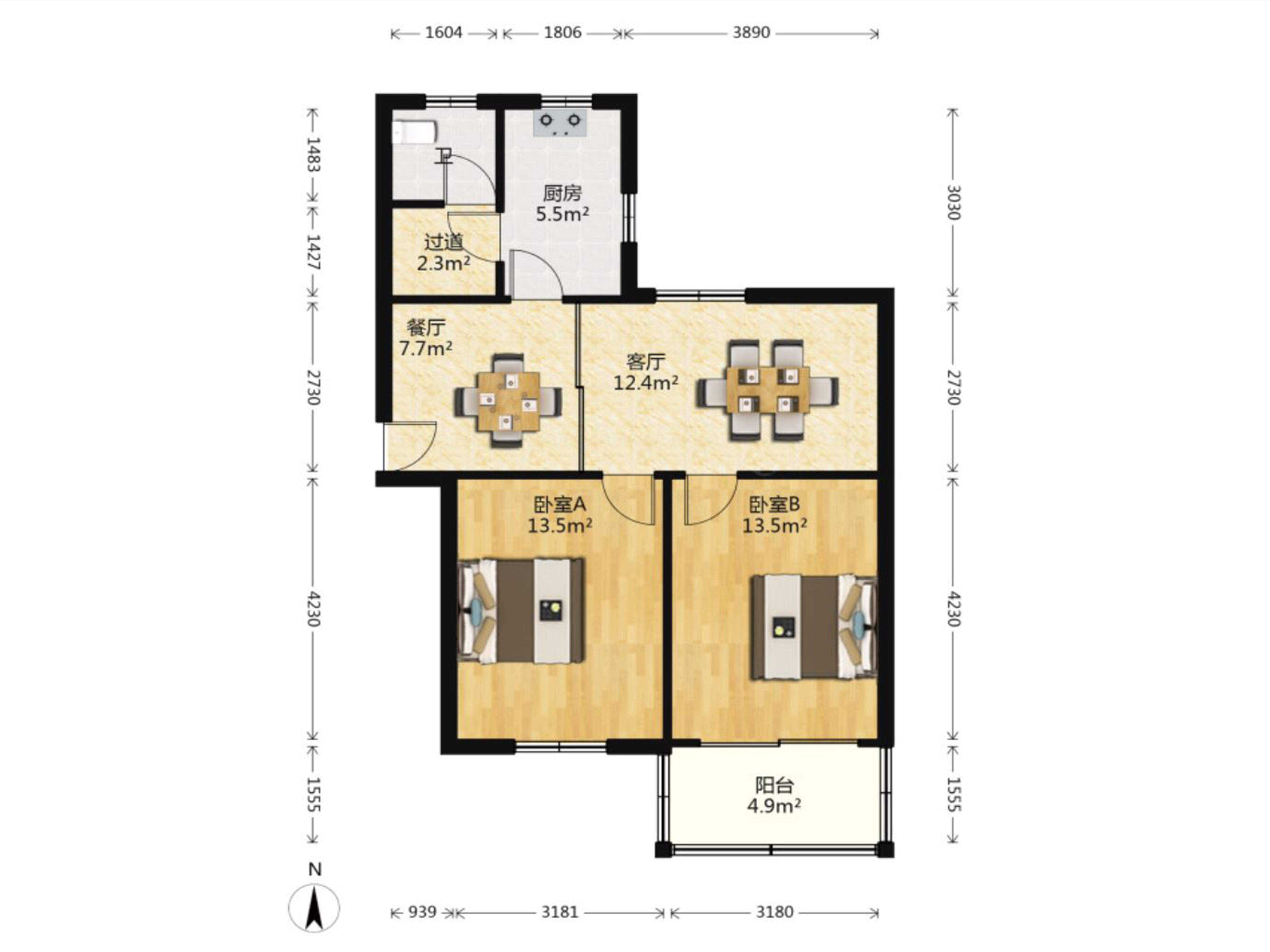 银花苑 3室1厅1卫 83m&sup2;