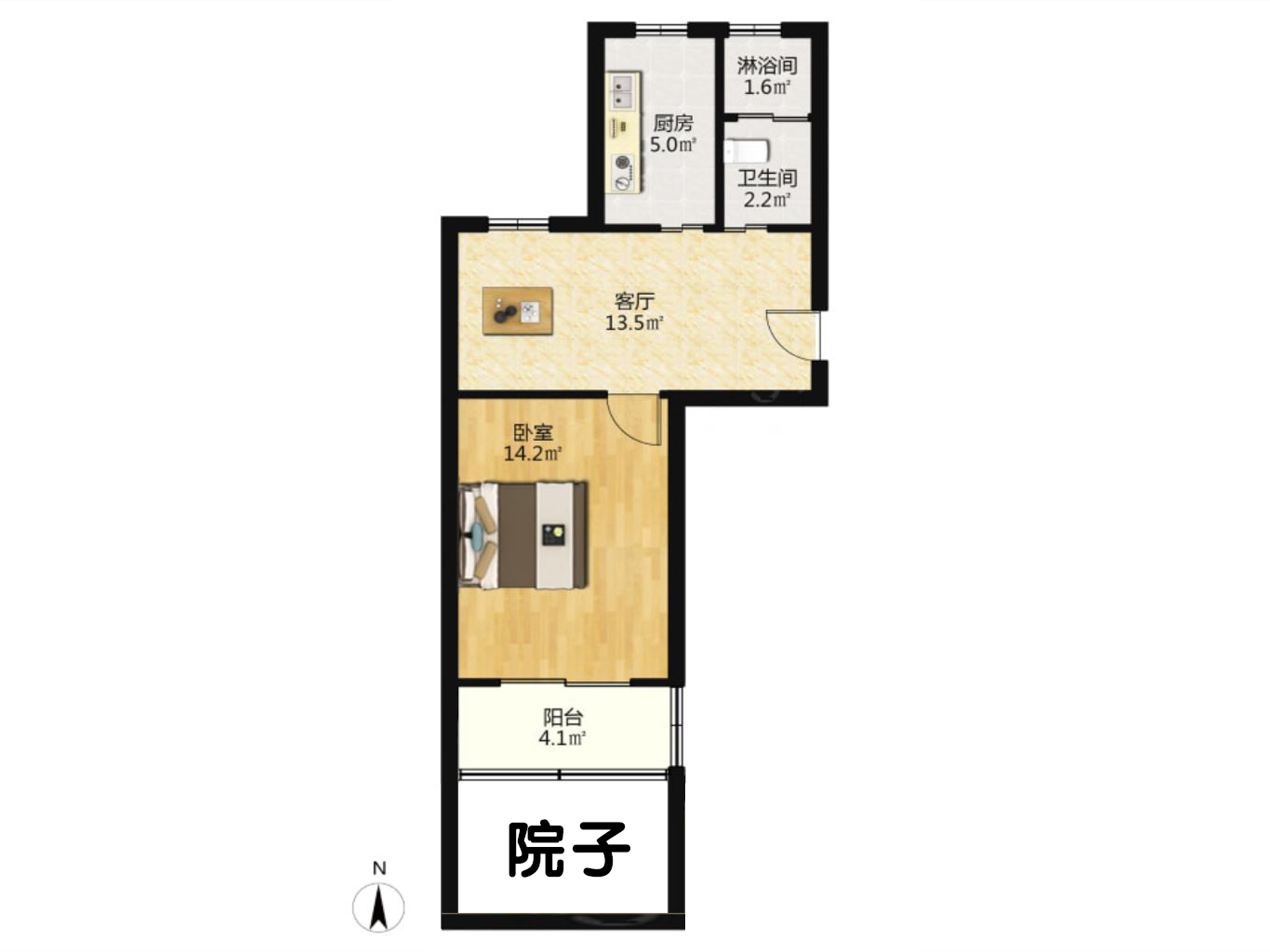 郭里园 1室1厅1卫 49.19m&sup2;