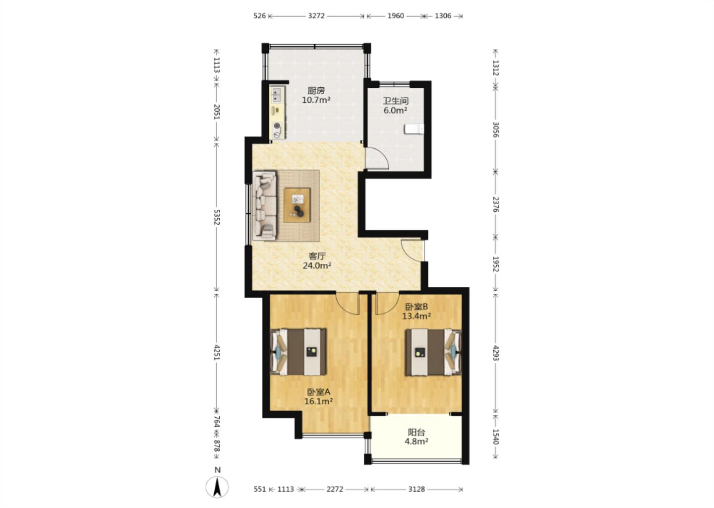 外滩花苑 2室1厅1卫 95.84m&sup2;