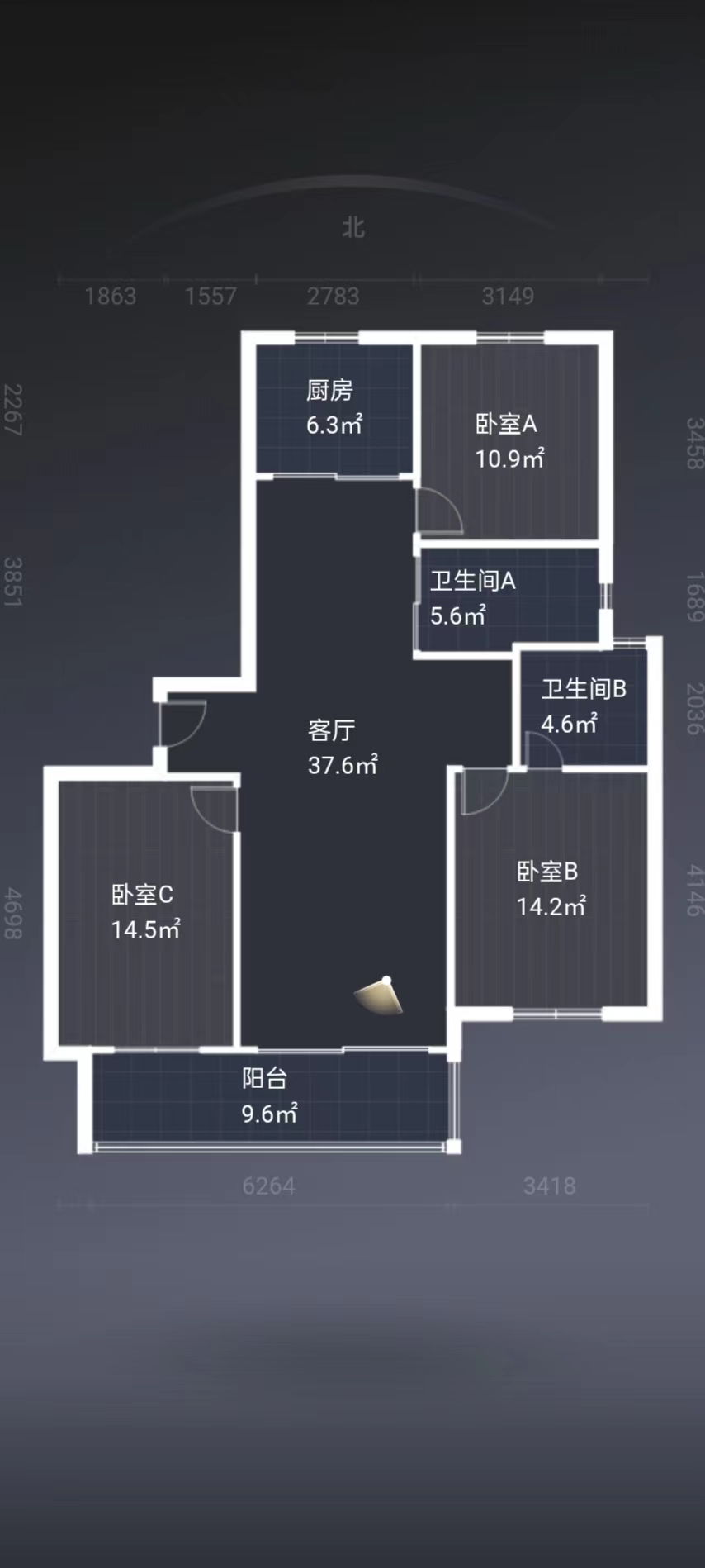 金飞达名郡 3室1厅1卫 148.00m&sup2;
