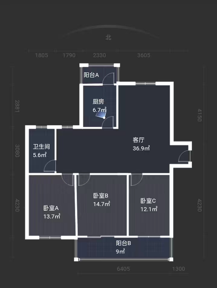 学士府 3室2厅1卫 135m&sup2;